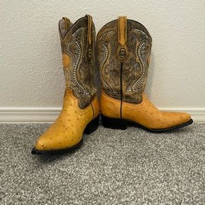 sold. Ostrich Print Cowboy Boots